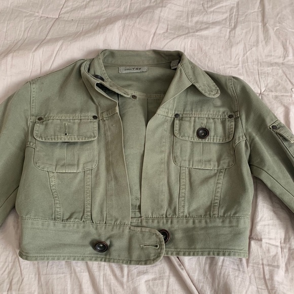 zara green jean jacket